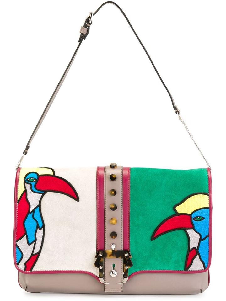 Paula Cademartori Sylvie Shoulder Bag, Women's, Grey, Leather/suede/cotton/pvc