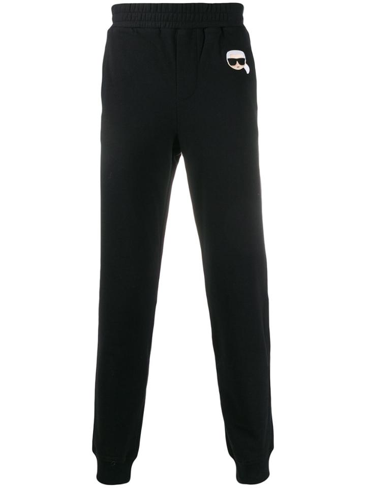 Karl Lagerfeld Karl Ikonik Embroidered Track Pants - Black