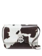 Burberry Small Cow Print Leather Tb Bag - White