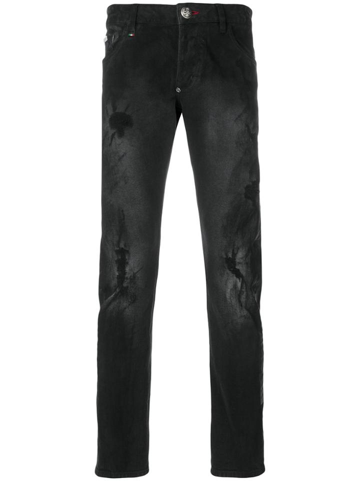 Philipp Plein Stitched Straight-leg Jeans - Black