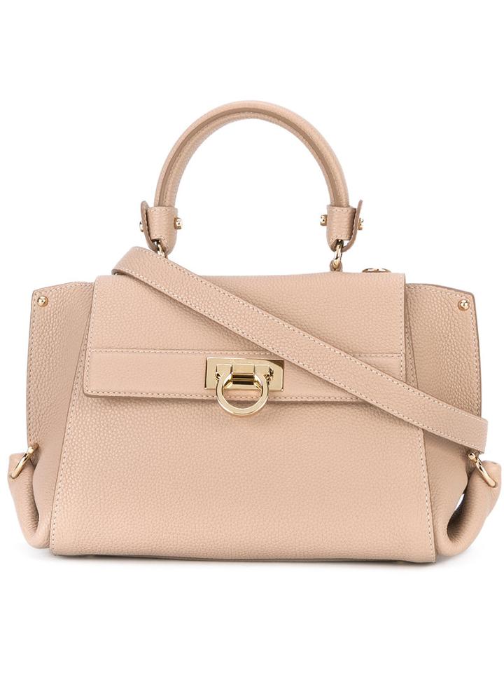 Salvatore Ferragamo - Structured Satchel Bag - Women - Calf Leather - One Size, Pink/purple, Calf Leather