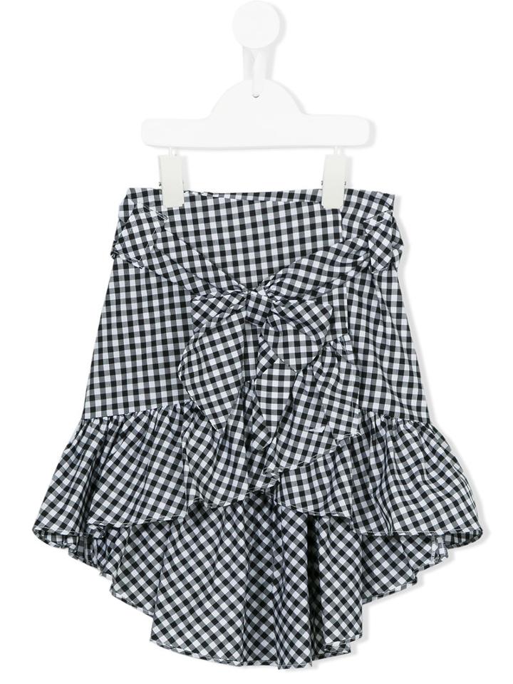 Lapin House - Front Tie Checked Skirt - Kids - Cotton - 6 Yrs, Girl's, Black