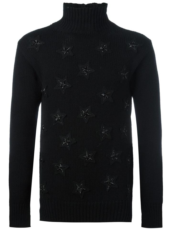 Ermanno Scervino Star Patch Jumper, Men's, Size: 48, Black, Cotton/cashmere/wool/glass
