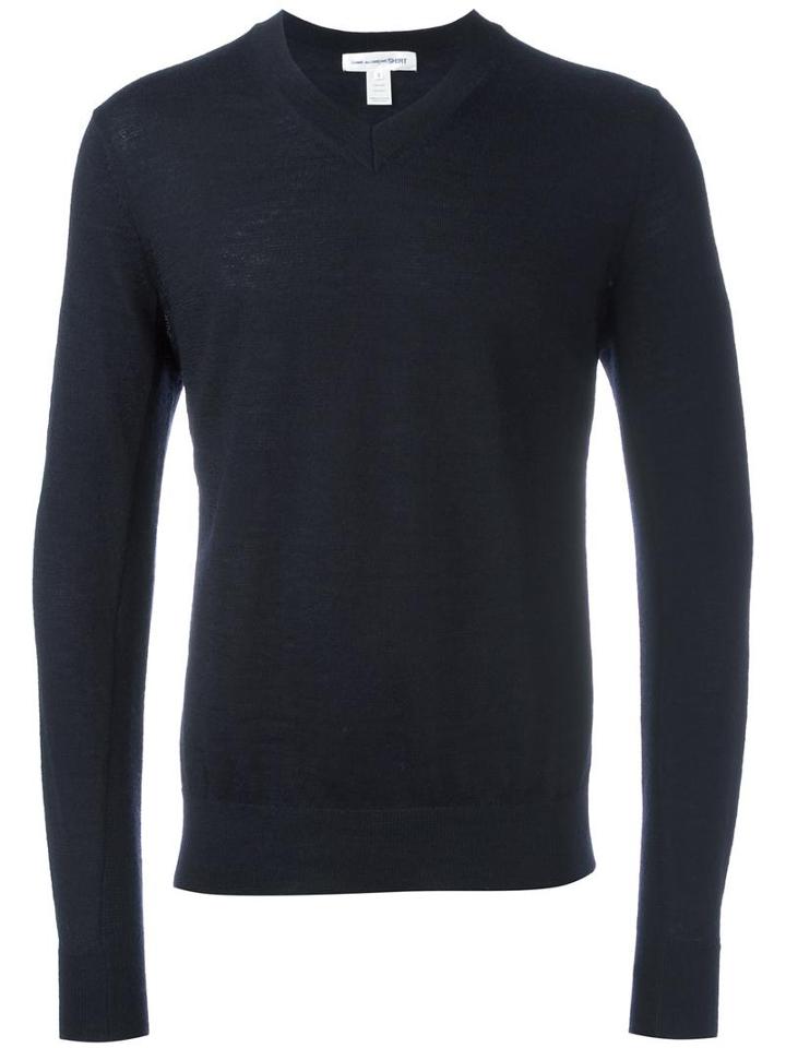 Comme Des Garçons Shirt V-neck Jumper, Men's, Size: Medium, Blue, Wool