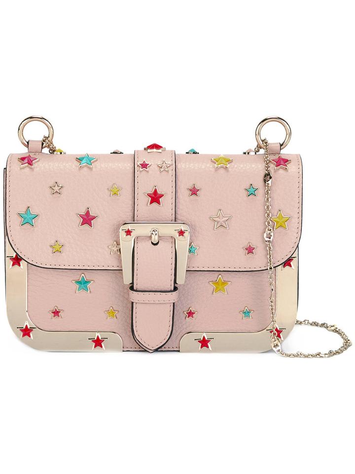 Red Valentino - Star Stud Shoulder Bag - Women - Calf Leather/acrylic/metal - One Size, Women's, Pink/purple, Calf Leather/acrylic/metal