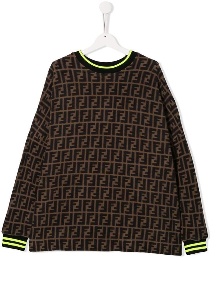 Fendi Kids Teen Ff Monogram Sweatshirt - Black