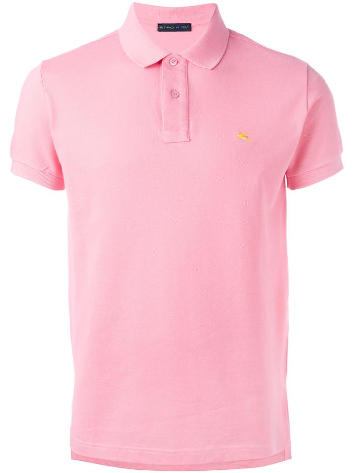 Etro Logo Embroidery Polo Shirt - Pink & Purple