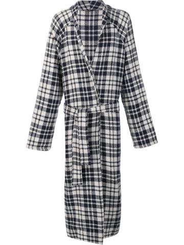 The Elder Statesman Checked Belted Coat - White