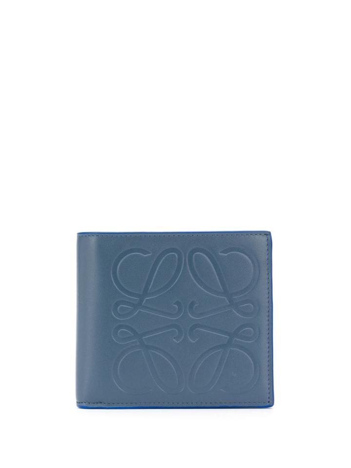 Loewe Embossed Anagram Bi-fold Wallet - Blue