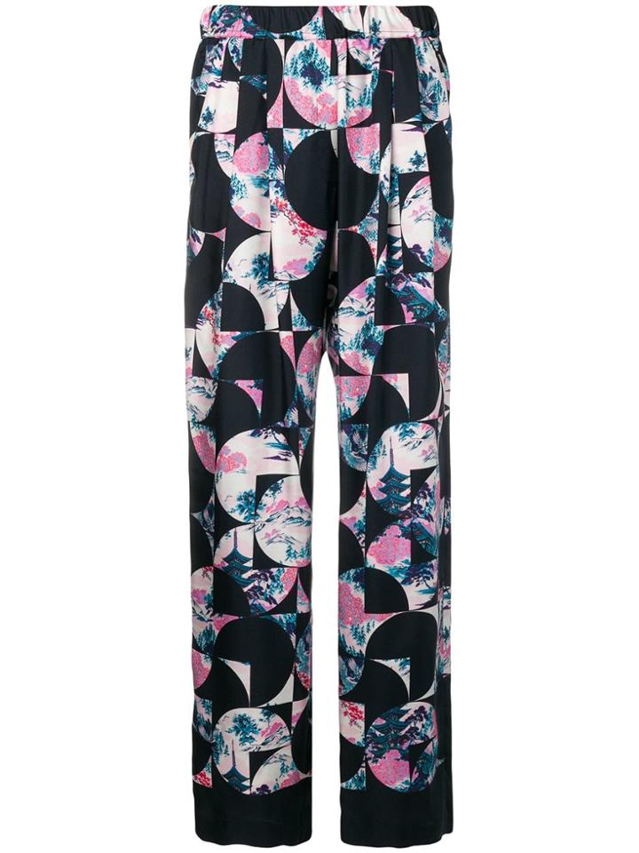 Odeeh Blossom Flowers Print Trousers - Blue