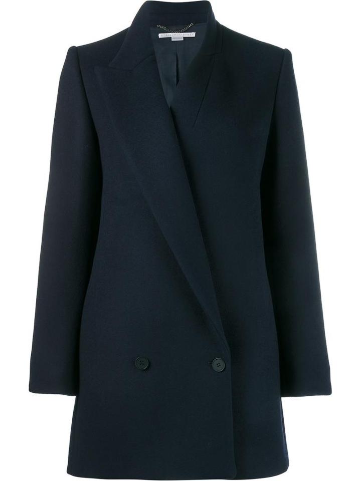 Stella Mccartney Asymmetric Double Breasted Coat, Women's, Size: 40, Blue, Wool/polyamide/viscose/cotton
