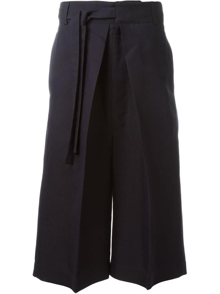 Alexander Mcqueen Cropped Wide Leg Trousers, Men's, Size: 50, Blue, Cotton/silk/acetate/viscose