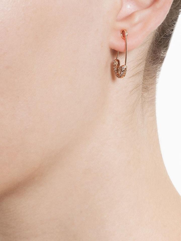 Rosa De La Cruz 18k Rose Gold And Diamond Safety Pin Earring