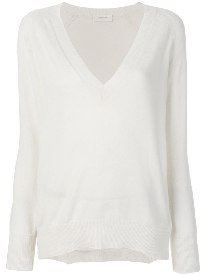 Zanone V-neck Jumper - Nude & Neutrals