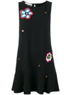 Moschino Floral Patch Drop Waist Dress, Women's, Size: 38, Black, Polyester/triacetate