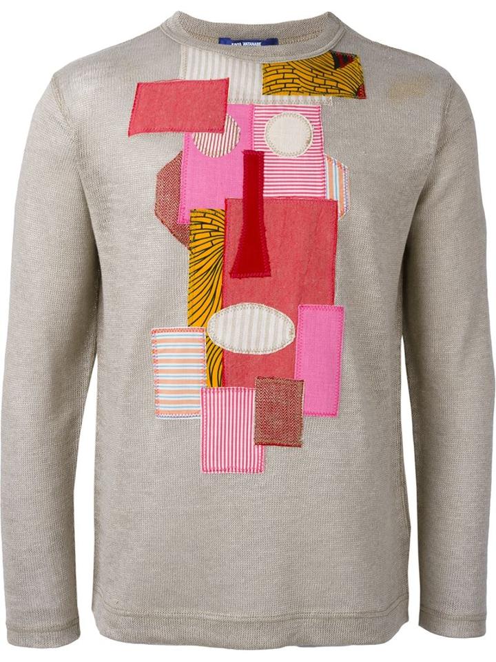 Junya Watanabe Comme Des Garçons Man Patchwork Sweatshirt, Men's, Size: Medium, Nude/neutrals, Linen/flax