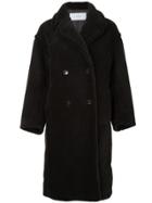 Le Ciel Bleu Shearling Double Breasted Coat - Black