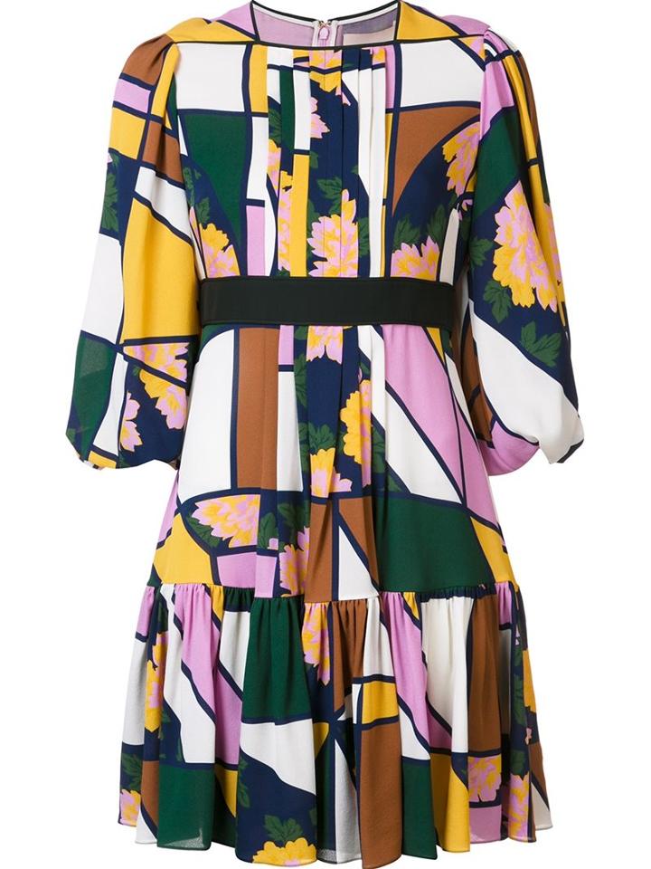 Roksanda Geometric Print Ruffled Dress, Women's, Size: 6, Silk