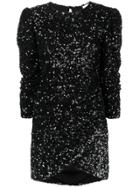 Ainea Sequinned Ruched Dress - Black