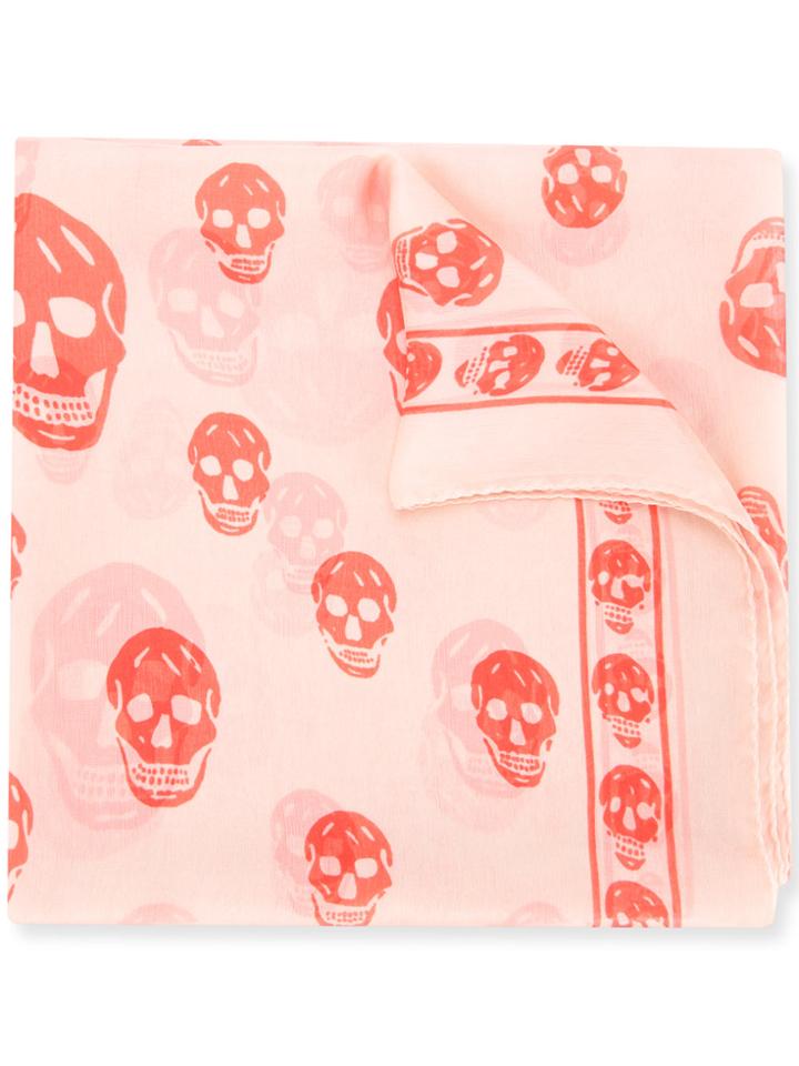 Alexander Mcqueen Skull Print Scarf - Pink & Purple