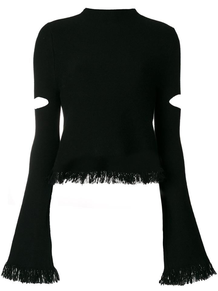 Zoe Jordan Cut-out Fringe Jumper - Black