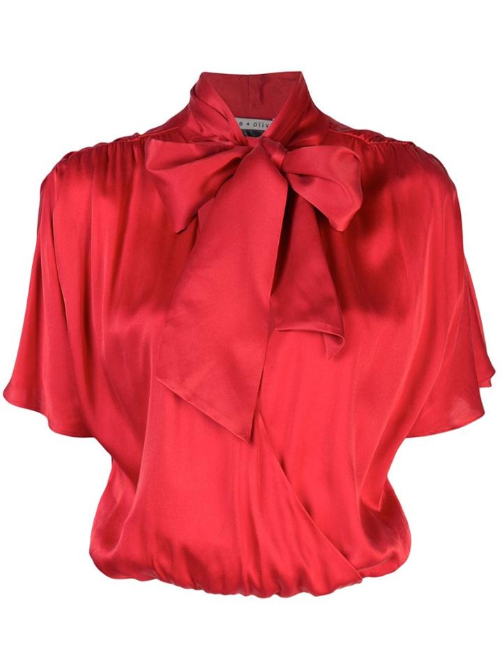 Alice+olivia Livvy Pussy Bow Neck Blouse - Red