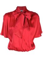 Alice+olivia Livvy Pussy Bow Neck Blouse - Red