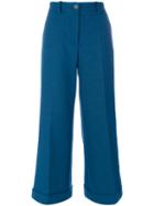 Erika Cavallini - Cuffed Culottes - Women - Polyester/acetate/lyocell/virgin Wool - 38, Blue, Polyester/acetate/lyocell/virgin Wool