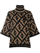 Fendi Logo Flared Turtle-neck Sweater - Brown