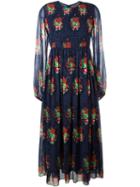 Manoush Floral Print Dress, Women's, Size: 40, Blue, Cotton/polyester