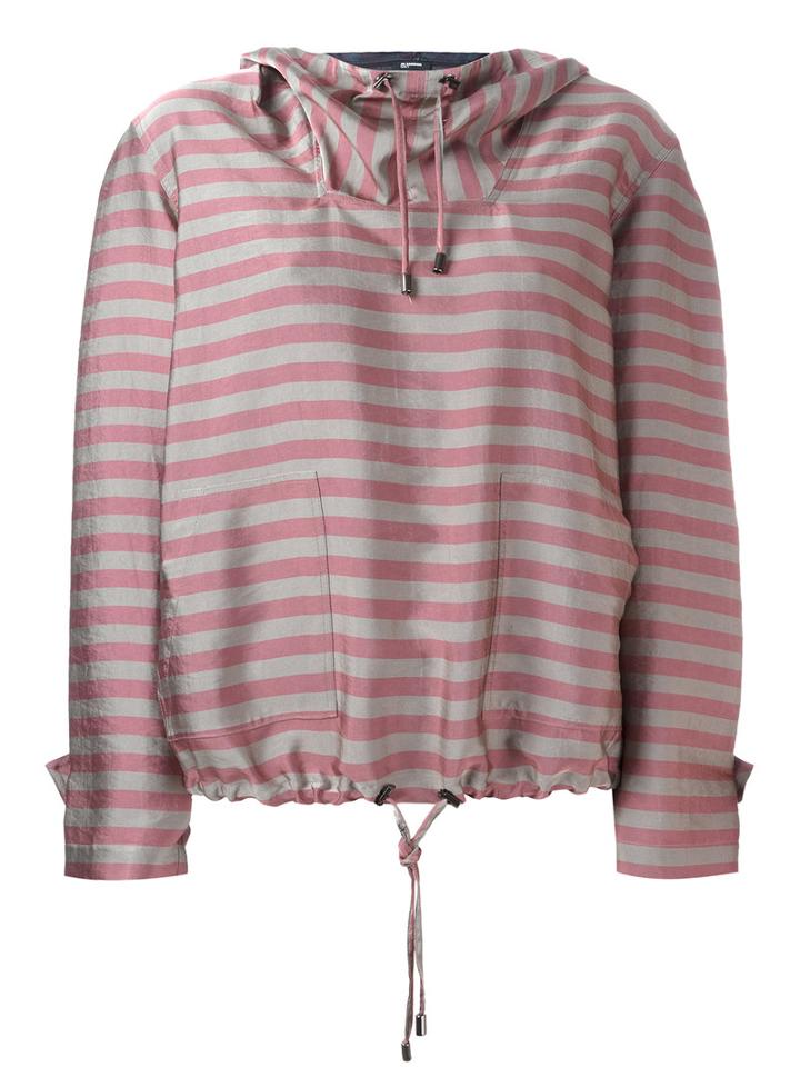 Jil Sander Navy - Striped Hoodie - Women - Polyamide/acetate/cupro - 38, Nude/neutrals, Polyamide/acetate/cupro