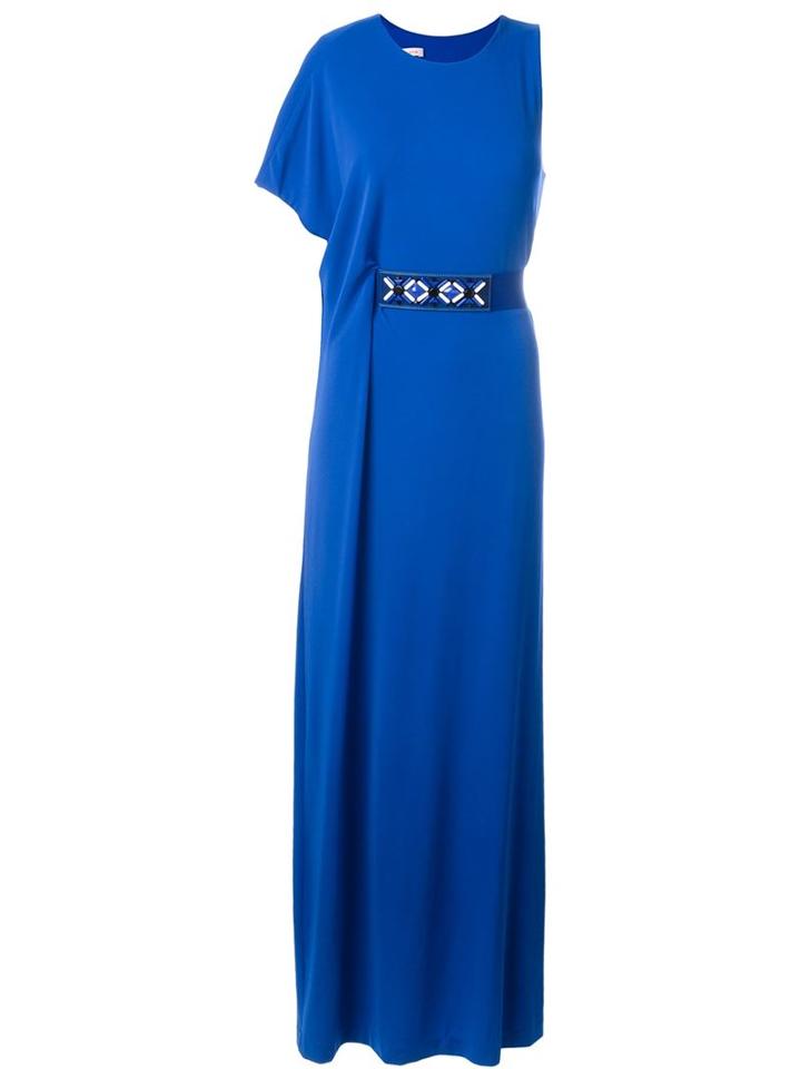 P.a.r.o.s.h. Long Belted Dress, Women's, Size: Small, Blue, Spandex/elastane/viscose