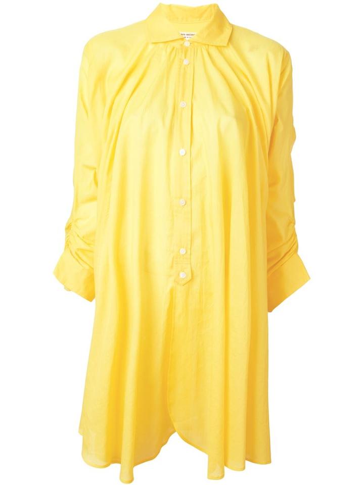 Junya Watanabe Comme Des Garçons Ruched Sleeve Shirt Dress, Women's, Size: M, Yellow/orange, Cotton
