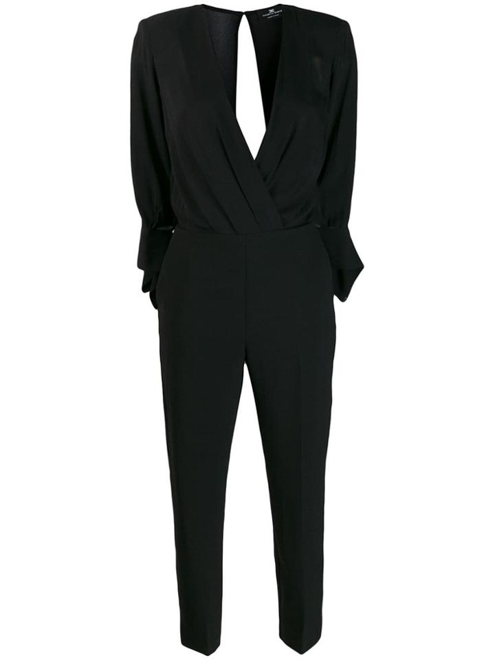 Elisabetta Franchi Plunge Neck Jumpsuit - Black