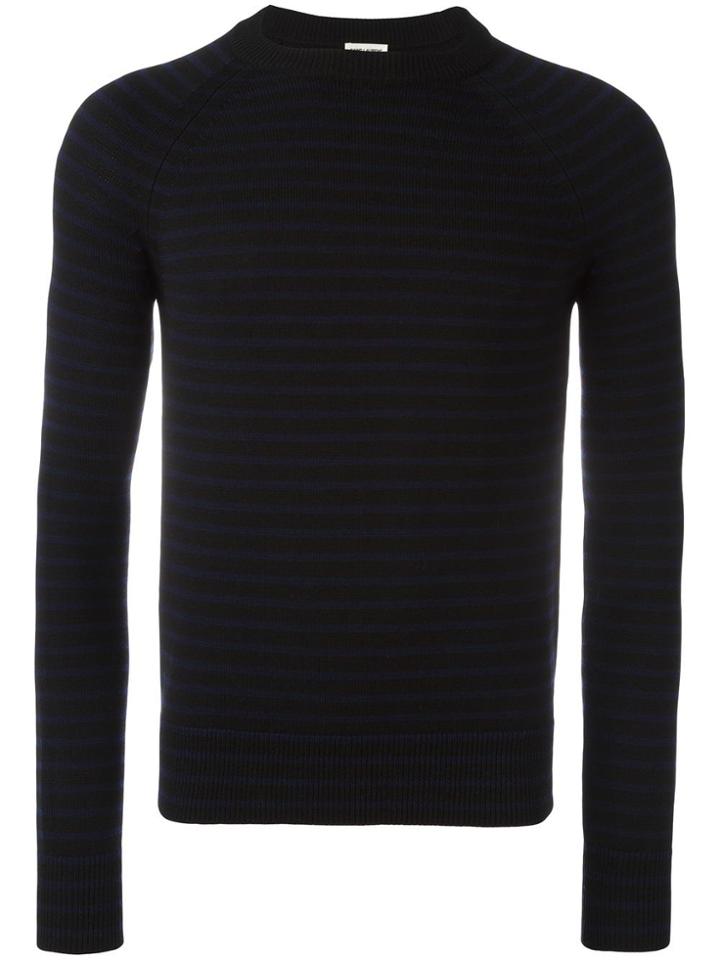 Saint Laurent Striped Crew Neck Jumper - Black