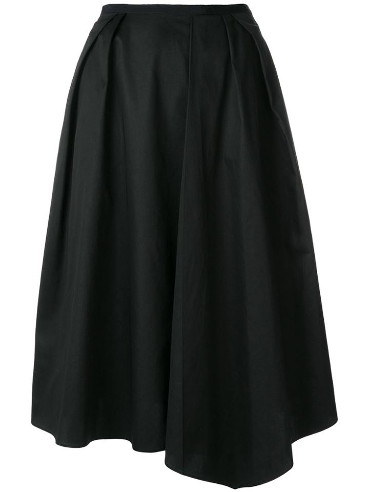 Jil Sander Navy Asymmetric Pleated A-line Skirt - Black