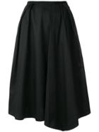 Jil Sander Navy Asymmetric Pleated A-line Skirt - Black