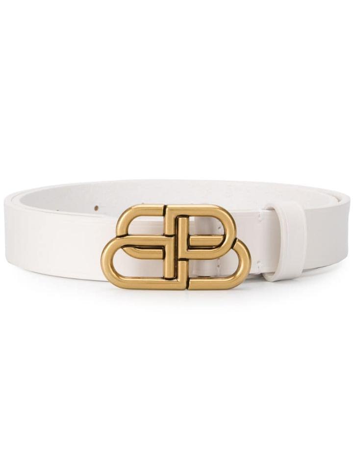 Balenciaga Bb Buckle Belt - White