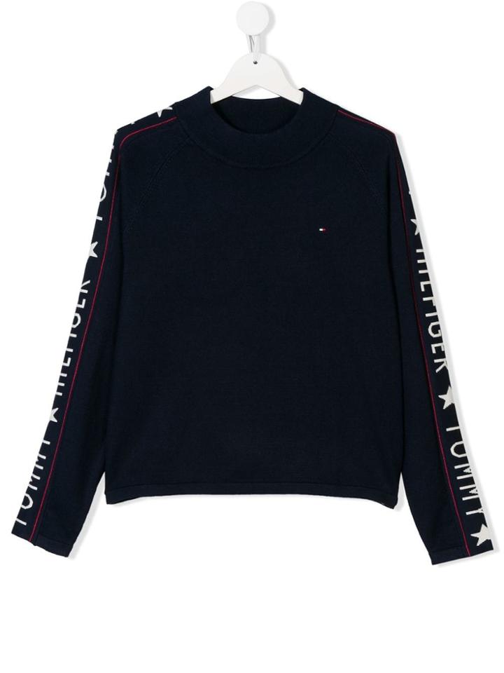 Tommy Hilfiger Junior Teen Intarsia-logo Jumper - Blue