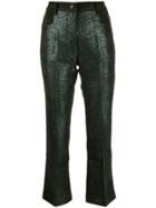 8pm Snakeskin-effect Cropped Trousers - Green