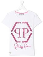 Philipp Plein Junior Teen Embellished Logo T-shirt - White