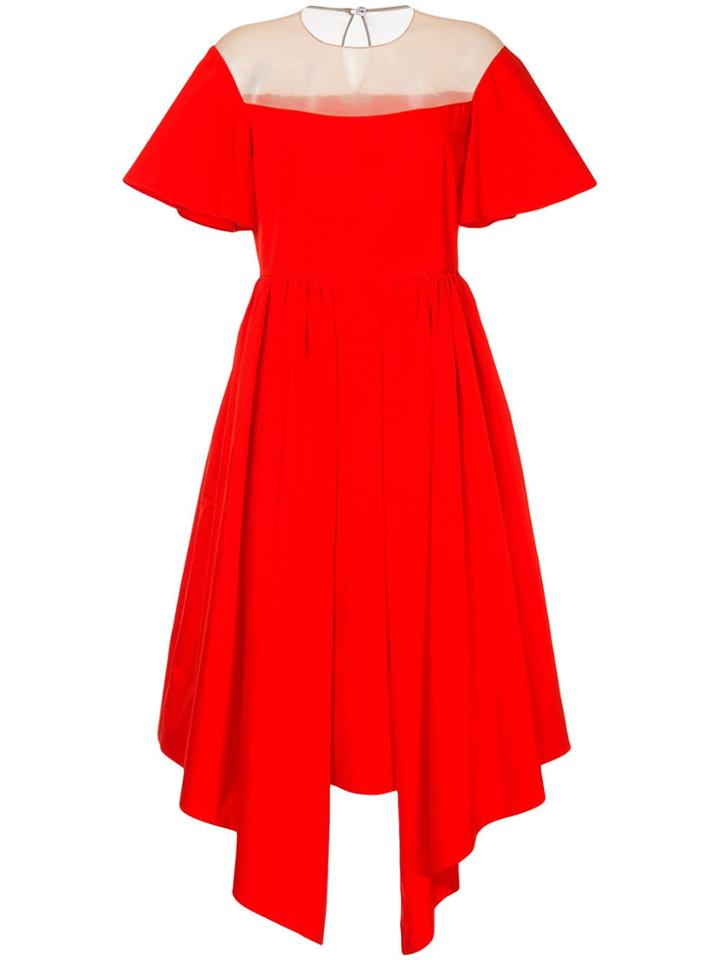Delpozo Mesh-panelled Dress - Red