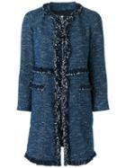Theory Oversized Tweed Coat, Women's, Size: Medium, Blue, Cotton/polyester/viscose/polyurethane