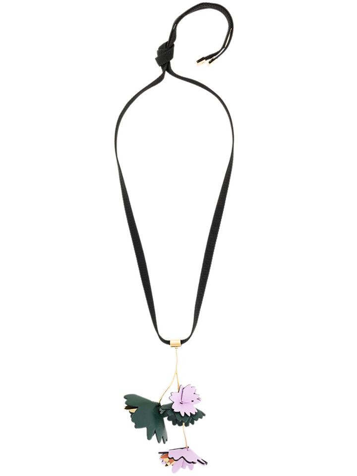 Marni Floral Pendant Necklace - Black