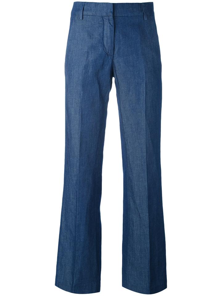 Dondup Mid-rise Flared Jeans, Women's, Size: 46, Blue, Cotton/linen/flax