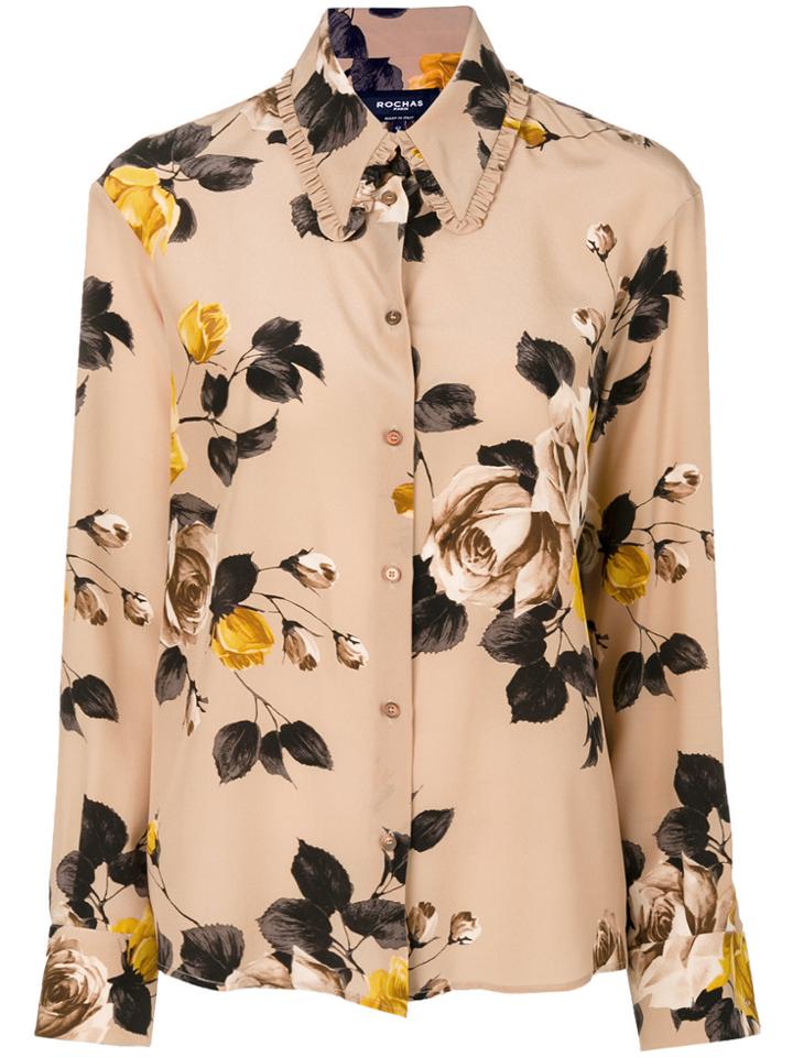 Rochas Rose Printed Blouse - Nude & Neutrals