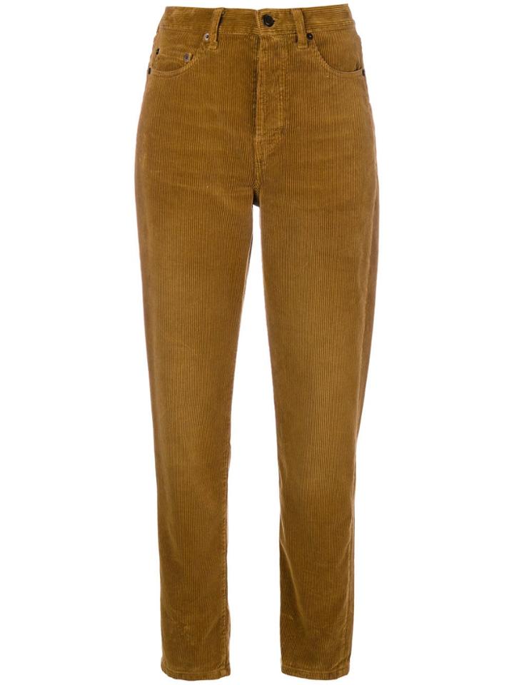 Saint Laurent High-waisted Cord Trousers - Brown