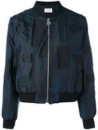 Carven - Distressed Bomber Jacket - Women - Cotton/acrylic/polyester/viscose - 40, Blue, Cotton/acrylic/polyester/viscose