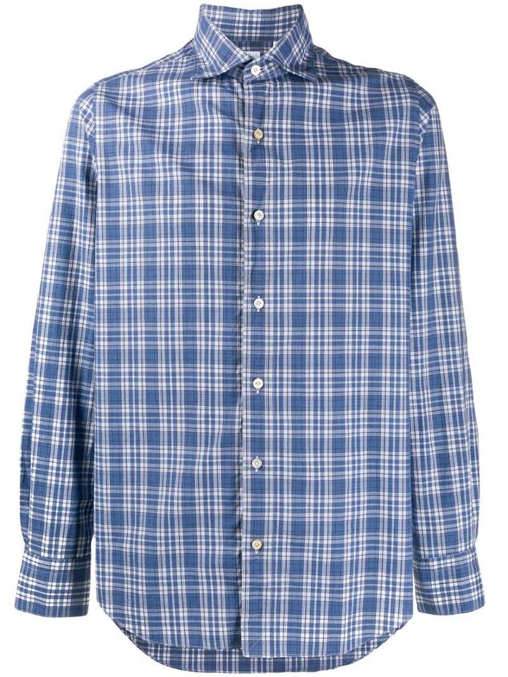 Finamore 1925 Napoli Long-sleeved Check Shirt - Blue