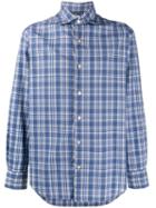 Finamore 1925 Napoli Long-sleeved Check Shirt - Blue